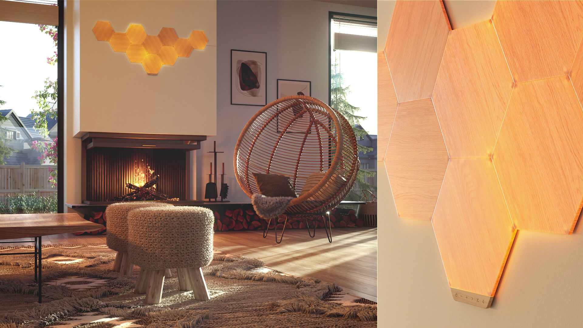 nanoleaf elements wood look hexagons